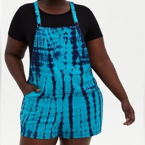 Blue Tie Dye Linen Romper